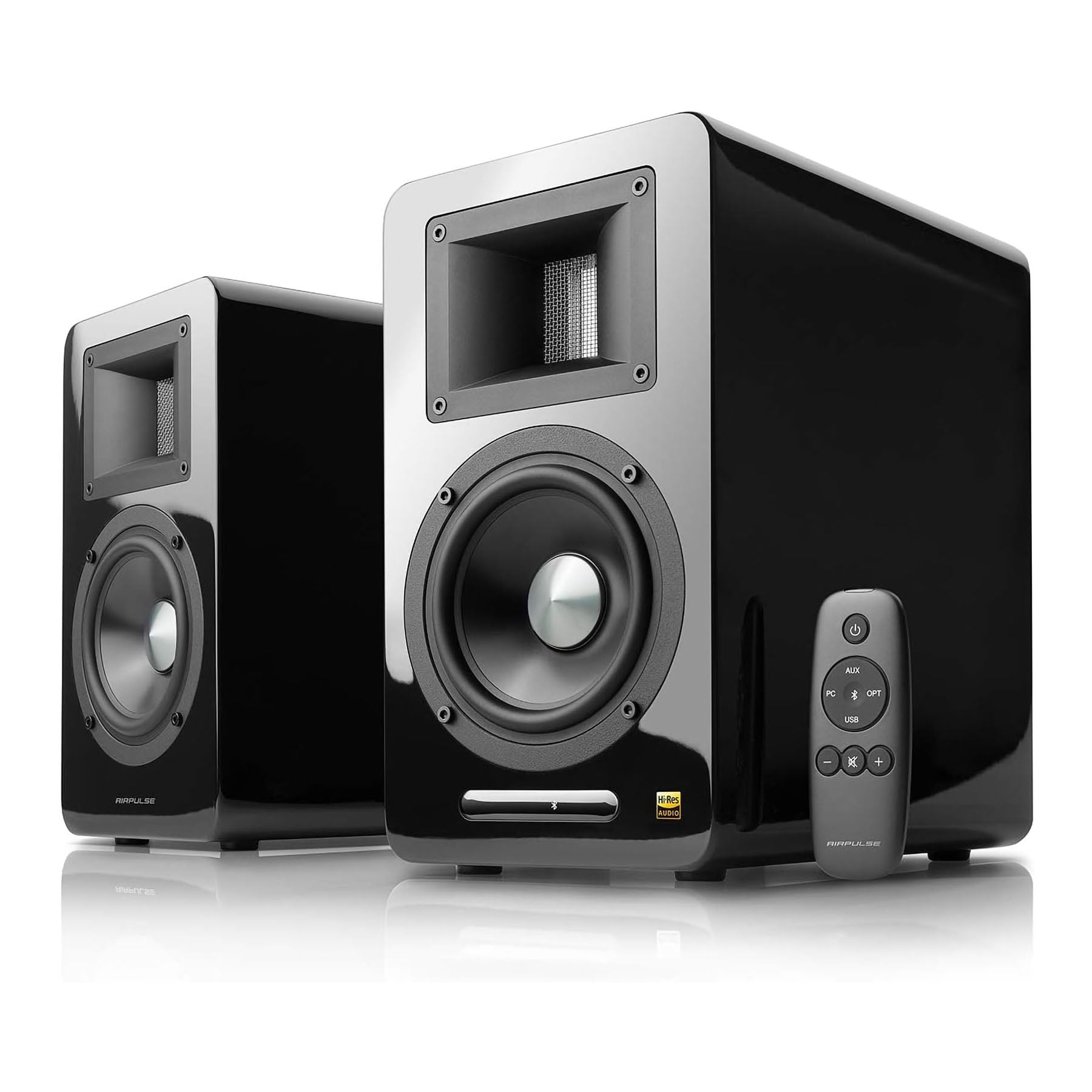 Airpulse A100 Active Bluetooth Speakers with Hi-Res Audio (pair) - Black [Ex-display]